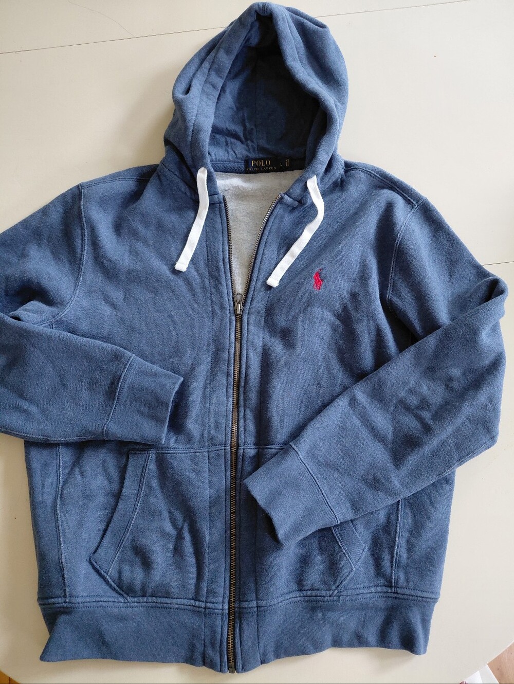 Polo Ralph Lauren Mens Blue Heavyweight Full Zip Hoodie Sweatshirt Size Large